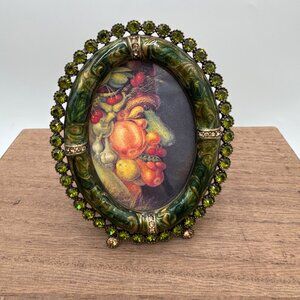 JAY STRONGWATER small oval frame ENAMEL Green SWAROVSKI CRYSTALS